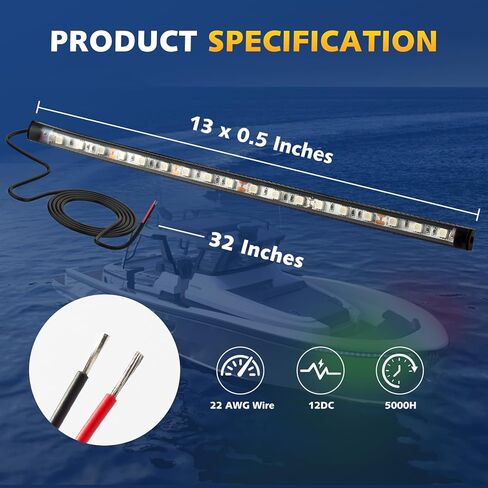 أضواء الملاحة بالقارب LED، أضواء القارب الحمراء والخضراء LED مقاومة للماء، ضوء القوس للملاحة البحرية للصيد الليلي وركوب القوارب والملاحة والإضاءة، يناسب قوارب بونتون وباس وجون واليخوت in Kuwait