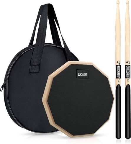 8 Inch Silent Drum Pad, Dumb Drum Beginner Rubber Practice Pad, with 5A Drum Sticks and Practice Pad Bag (8"-Black) in Saudi Arabia