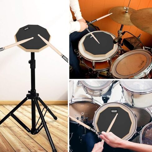 8 Inch Silent Drum Pad, Dumb Drum Beginner Rubber Practice Pad, with 5A Drum Sticks and Practice Pad Bag (8"-Black) in Saudi Arabia