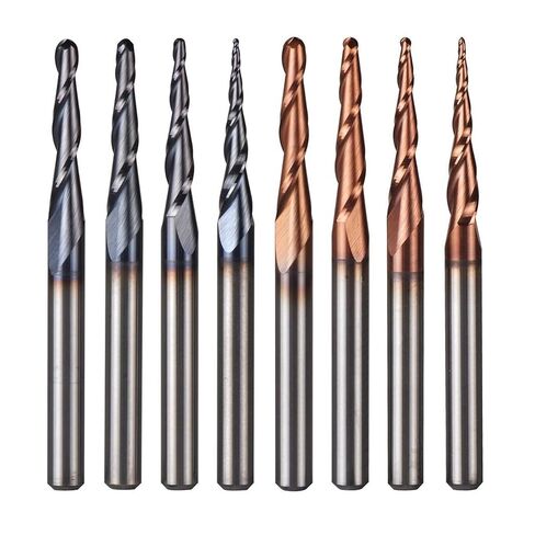 5pcs/Lot Tapered Ball Nose Spiral End Mill Tungsten Solid Carbide 3.175mm Nano Coating CNC Router Bits Taper Wood Metal Milling Cutter(5PC R0.25 D3.1 HRC55) in Saudi Arabia