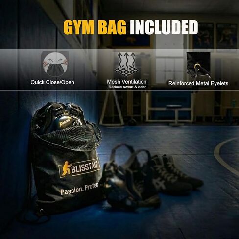 Wrestling Headgear BJJ Ear Guard for Youth & Adult – 2-in-1 Interchangeable Chin Cup & Pad - Includes Ventilated Mesh Gear Bag in Saudi Arabia