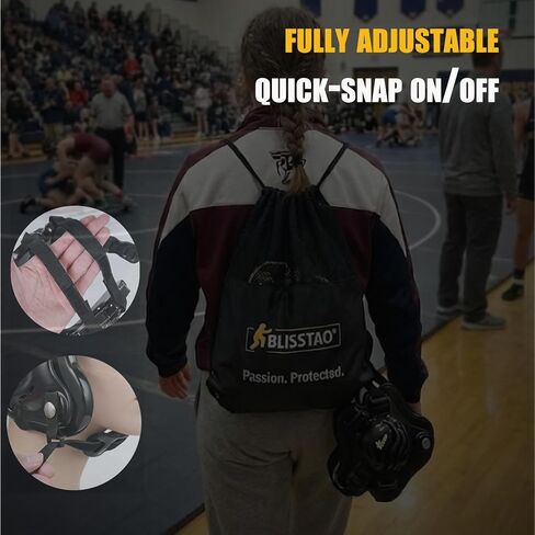 Wrestling Headgear BJJ Ear Guard for Youth & Adult – 2-in-1 Interchangeable Chin Cup & Pad - Includes Ventilated Mesh Gear Bag in Saudi Arabia