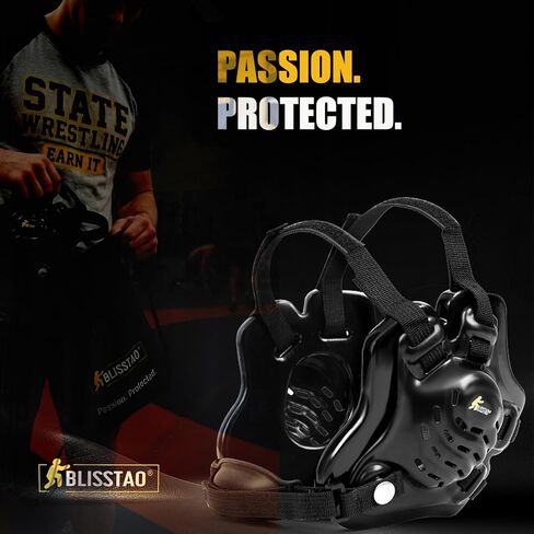 Wrestling Headgear BJJ Ear Guard for Youth & Adult – 2-in-1 Interchangeable Chin Cup & Pad - Includes Ventilated Mesh Gear Bag in Saudi Arabia