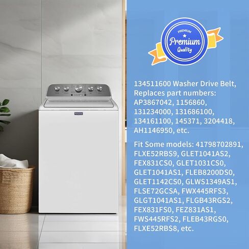 134511600 Washer Drive Belt Compatible with Frigidaire Whirlpool Amana Washers Replaces 156860 131234000 131686100 13416110 AP3867042 PS1146950 in Kuwait