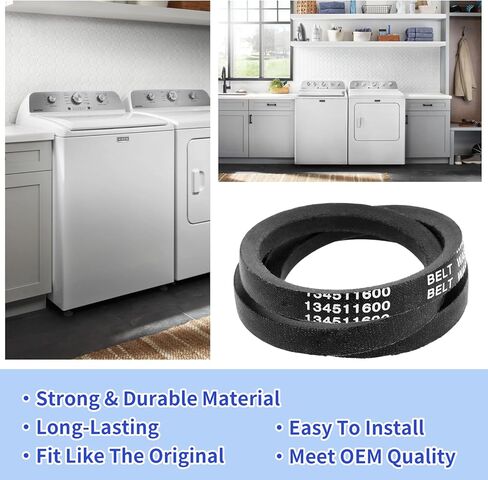 134511600 Washer Drive Belt Compatible with Frigidaire Whirlpool Amana Washers Replaces 156860 131234000 131686100 13416110 AP3867042 PS1146950 in Kuwait