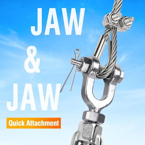 وصلة ربط المقطورة 3/8 M10 304 من الفولاذ المقاوم للصدأ، حد تحميل العمل 3200 رطل، شدادات الفك والفك للكابلات، شداد حبل الأسلاك، وصلة ربط المقطورة لشراع الظل، حبل شد للساح (عبوة من قطعتين) in Kuwait