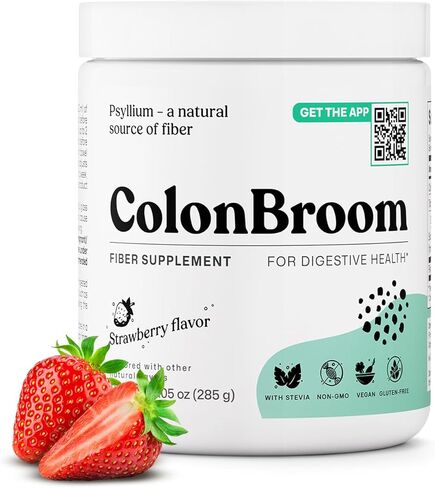 مسحوق قشر سيلليوم من كولونبروم - تطهير القولون لتخفيف الانتفاخ وصحة الأمعاء - مشروب مسحوق ألياف مكنسة القولون - نباتي، خالي من الغلوتين، مكمل مسحوق الألياف غير المعدلة وراثيًا - الفراولة (50 وجبة) in Kuwait