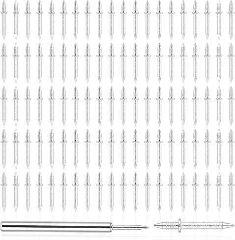 100pcs Double Head Skirting Nails, Invisible Headed Seamless Baseboard Screws with Sleeve Tool No-Mark Fasteners Seamless Skirting Sided Finishing Nails for Solid Wood Trim (Double Thread) in Saudi Arabia