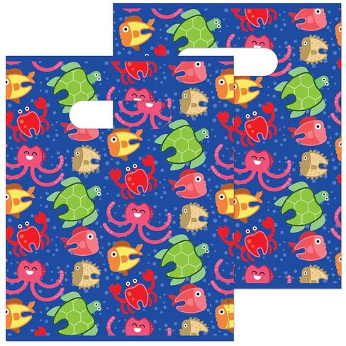 حقيبة هدايا الأسنان من Practicon Molar Ocean Friends مقاس 8 × 10 بوصة، حقيبة هدايا للعناية بصحة الأسنان للمرضى، أكياس هدايا بلاستيكية لمكتب طبيب الأسنان، 100 عبوة in Saudi Arabia