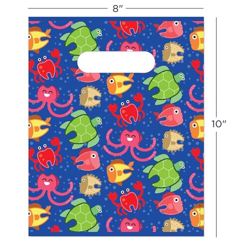 حقيبة هدايا الأسنان من Practicon Molar Ocean Friends مقاس 8 × 10 بوصة، حقيبة هدايا للعناية بصحة الأسنان للمرضى، أكياس هدايا بلاستيكية لمكتب طبيب الأسنان، 100 عبوة in Saudi Arabia