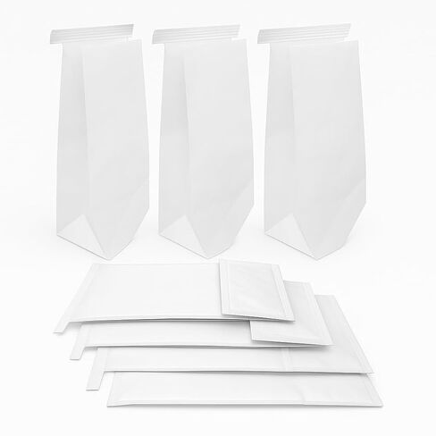 Dental Lab Delivery Bags - Pack of 100 White Poly-Lined 6"x3.5"x11" Extra Thick Paper Bags with Tin Tie Closure - Secure & Professional Packaging in Kuwait
