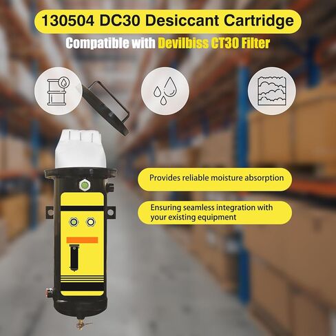 Replacement 130504 Desiccant Cartridge Compatible with Devilbiss CT30 Filter, Desiccant Cartridge for Devilbiss Air Dayer, High-Permeability Bag with Premium Absorbent Material in Kuwait