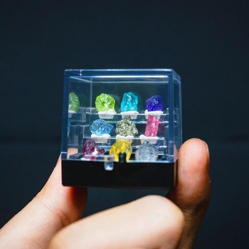 9 Rare Natural Gemstone Collection Gift Box-Peridot, Apatite & 7 Exquisite Minerals-Square Acrylic Tiered Display Case - Ideal Birthday & Christmas Gifts for Mineral Enthusiasts,Geography Enthusiast in Kuwait