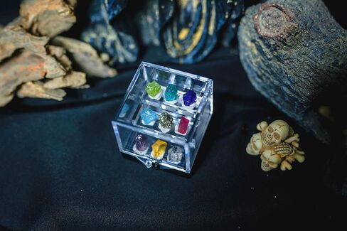 9 Rare Natural Gemstone Collection Gift Box-Peridot, Apatite & 7 Exquisite Minerals-Square Acrylic Tiered Display Case - Ideal Birthday & Christmas Gifts for Mineral Enthusiasts,Geography Enthusiast in Kuwait