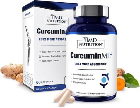 1MD Nutrition CurcuminMD Plus - Turmeric Curcumin with Boswellia Serrata - 285x More Absorbable | Joint Stiffness, Muscle Recovery, and Mood Support | 60 Capsules in Kuwait