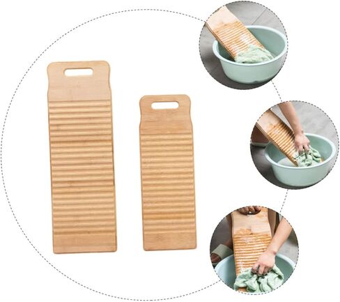 Totority 2pcs Bamboo Mini Washboard Slip Laundry Cleaning Board for Hand Washing Cloths and Boys and Girls in Saudi Arabia