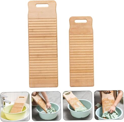 Totority 2pcs Bamboo Mini Washboard Slip Laundry Cleaning Board for Hand Washing Cloths and Boys and Girls in Saudi Arabia