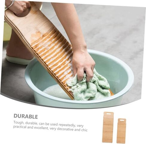Totority 2pcs Bamboo Mini Washboard Slip Laundry Cleaning Board for Hand Washing Cloths and Boys and Girls in Saudi Arabia