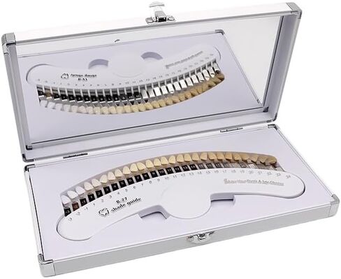 REEHUT 27 Colors White Shade Guide,Tooth Bleaching Shade Chart with Case and Mirror in Kuwait