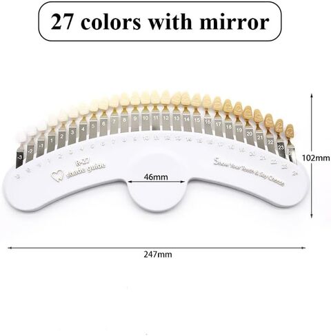 REEHUT 27 Colors White Shade Guide,Tooth Bleaching Shade Chart with Case and Mirror in Kuwait