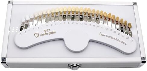 REEHUT 27 Colors White Shade Guide,Tooth Bleaching Shade Chart with Case and Mirror in Kuwait