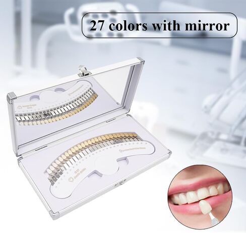 REEHUT 27 Colors White Shade Guide,Tooth Bleaching Shade Chart with Case and Mirror in Kuwait