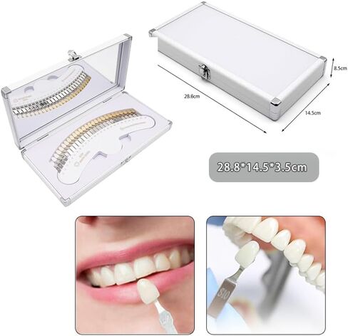 REEHUT 27 Colors White Shade Guide,Tooth Bleaching Shade Chart with Case and Mirror in Kuwait