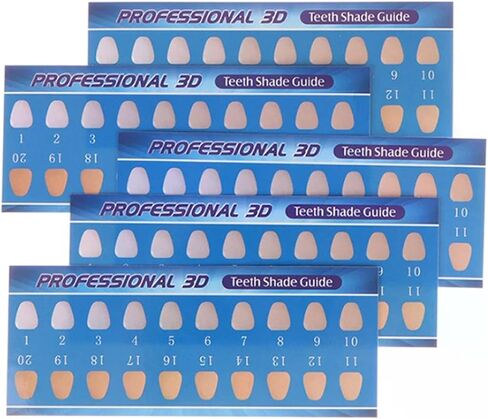 Dental Teeth Color Shade Comparing Charts 20Pcs 20 Colors Teeth Whitening Effective Compare Guide Paper Chart Card for Dental Supplies in Saudi Arabia