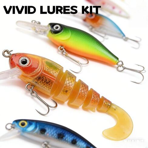Fishing Lures Kit for Freshwater and Saltwater, Ideal Gifts of Fishing Gear Set for Fishing Lovers Both Kids & Adults in Kuwait