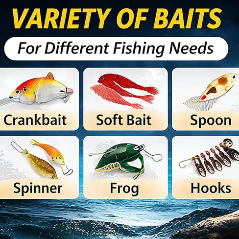 Fishing Lures Kit for Freshwater and Saltwater, Ideal Gifts of Fishing Gear Set for Fishing Lovers Both Kids & Adults in Kuwait