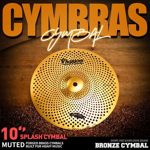 صنج صيني من خليط معدني 10 بوصة / 18 بوصة - ذهبي/أزرق/أسود، صنج ذو تأثير متين لمجموعة الطبول (ذهبي، 10 بوصة صنج سبلاش صامت) in Kuwait