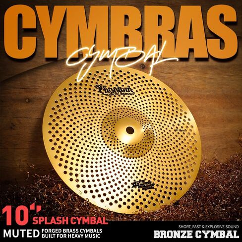 صنج صيني من خليط معدني 10 بوصة / 18 بوصة - ذهبي/أزرق/أسود، صنج ذو تأثير متين لمجموعة الطبول (ذهبي، 10 بوصة صنج سبلاش صامت) in Kuwait