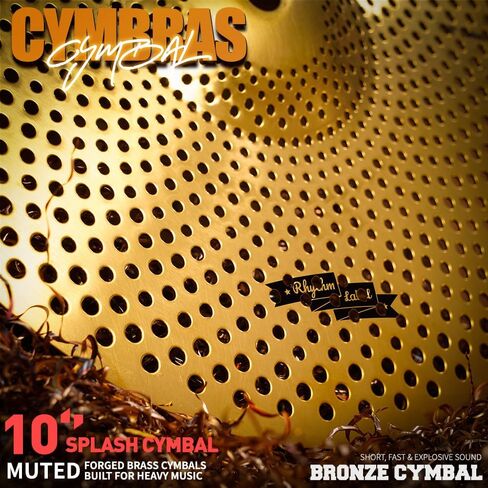 صنج صيني من خليط معدني 10 بوصة / 18 بوصة - ذهبي/أزرق/أسود، صنج ذو تأثير متين لمجموعة الطبول (ذهبي، 10 بوصة صنج سبلاش صامت) in Kuwait