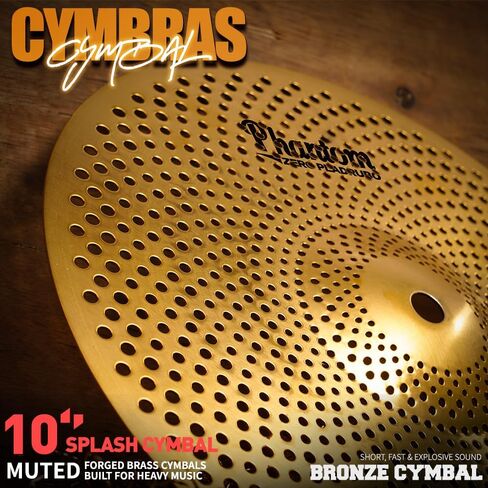 صنج صيني من خليط معدني 10 بوصة / 18 بوصة - ذهبي/أزرق/أسود، صنج ذو تأثير متين لمجموعة الطبول (ذهبي، 10 بوصة صنج سبلاش صامت) in Kuwait