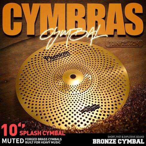 صنج صيني من خليط معدني 10 بوصة / 18 بوصة - ذهبي/أزرق/أسود، صنج ذو تأثير متين لمجموعة الطبول (ذهبي، 10 بوصة صنج سبلاش صامت) in Kuwait