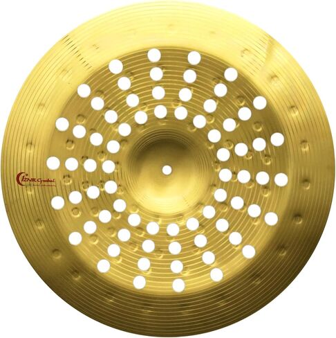 صنج صيني للقمامة مقاس 45.72 سم مزود بفتحات، صنج ذو تأثيرات خاصة احترافية لمجموعة الطبول، نغمة عميقة وداكنة وتسوس سريع، سبيكة متينة، مثالية لموسيقى الروك والمعادن والجاز in Kuwait