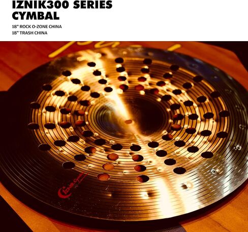 صنج صيني للقمامة مقاس 45.72 سم مزود بفتحات، صنج ذو تأثيرات خاصة احترافية لمجموعة الطبول، نغمة عميقة وداكنة وتسوس سريع، سبيكة متينة، مثالية لموسيقى الروك والمعادن والجاز in Kuwait