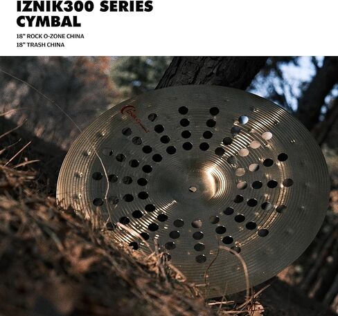 صنج صيني للقمامة مقاس 45.72 سم مزود بفتحات، صنج ذو تأثيرات خاصة احترافية لمجموعة الطبول، نغمة عميقة وداكنة وتسوس سريع، سبيكة متينة، مثالية لموسيقى الروك والمعادن والجاز in Kuwait