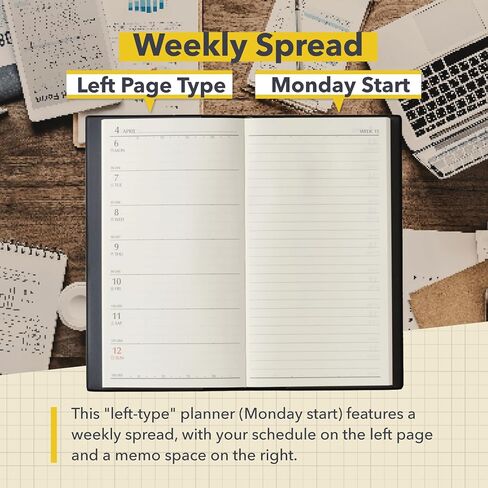 Nolty Excel 8 Weekly Planner 2025 ، الطبعة اليابانية ، Black in Kuwait