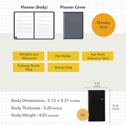Nolty Excel 8 Weekly Planner 2025 ، الطبعة اليابانية ، Black in Kuwait