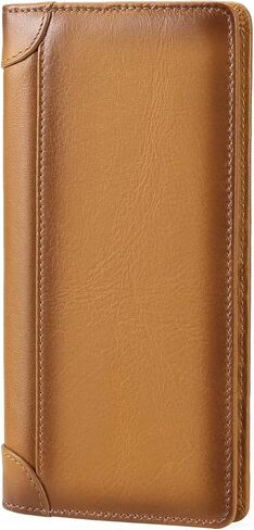 GOIACII Front Pocket Genuine Leather Card Holder Zip Pocket Vintage Bifold Stylish Wallet for Men Coffee in Kuwait