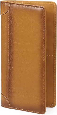 GOIACII Front Pocket Genuine Leather Card Holder Zip Pocket Vintage Bifold Stylish Wallet for Men Coffee in Kuwait