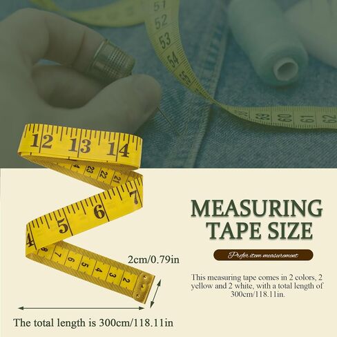 4 Pack 120 Inch/300 cm Soft Tape Measure Body Measuring Tape, Double Scale Tailor Body Measurement Tape, Fabric Cloth Sewing Flexible Ruler for Weight Loss (White & Gold) in Kuwait
