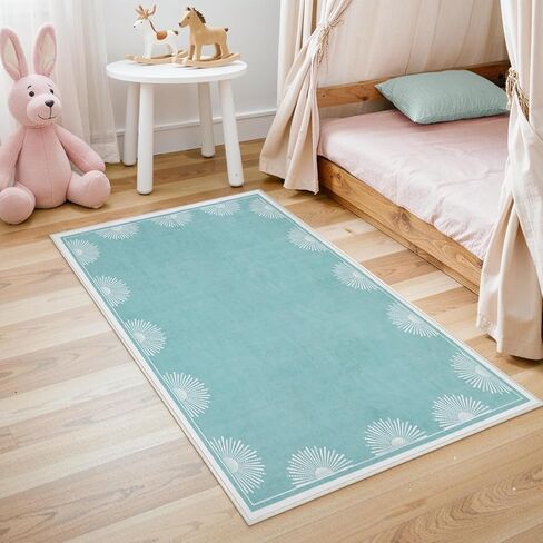 حديثة 5 × 7 سجاد المنطقة الوردية للفتيات غرفة النوم ، سجادة رقيقة من الحضانة قابلة للغسل لغرفة الأطفال ، سجادة غرفة المعيشة ذات الشمس الناعمة ، سجادات أرضية غير سفلية للمسكن الفصول الدراسية (5'x7 "، وردي) in Kuwait