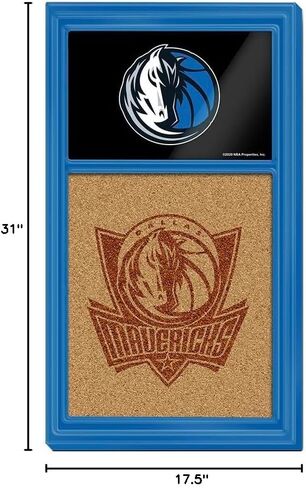 The Fan-Brand NBA Dallas Mavericks: Dual Logo - Cork Note Board- Sports Decor for Home, Game Room, Fan Cave & Garage - USA Made in Saudi Arabia