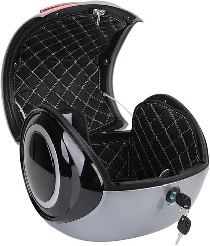 حافظة علوية من SUNGOOYUE بسعة 32 لتر ABS مع بطانة قابلة للإزالة، مناسبة عالميًا للدراجة الكهربائية سكوتر، حامل تخزين متين مع مسند ظهر للركاب (أسود) in Kuwait