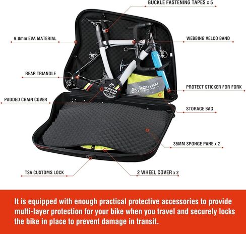 NOOYAH Bike Travel Case Hardshell Bicycle Airplane Travel Bag Lightweight & Durable Cycling EVA Pod with TSA Lock for Road and MTB Bikes Transport in Saudi Arabia