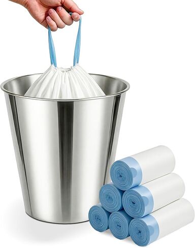 Small Trash Bags 4 Gallon Trash Bag White Garbage Bags with Drawstrings Heavy Duty Bolsas De Basura for Home, Office, Kitchen, Bathroom and Bedroom use in Saudi Arabia