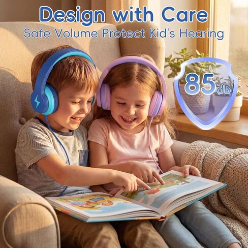 Kids Headphones for School, USB C Headphones for Kids, 85dB Safe Volume, HD Stereo Sound, Comfortable Fit, Adjustable & Foldable,Ideal for Learning/ Travel (Gradient Deep Pink, Without Microphone） in Kuwait