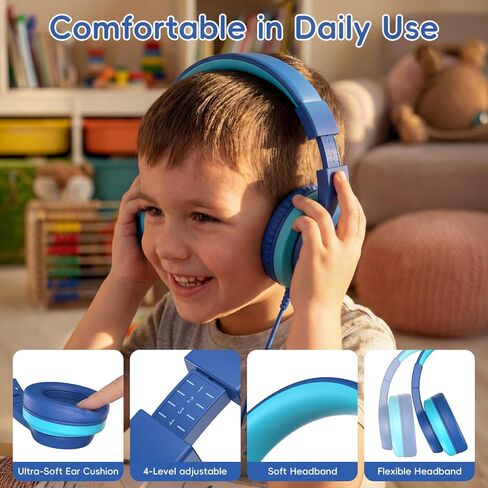 Kids Headphones for School, USB C Headphones for Kids, 85dB Safe Volume, HD Stereo Sound, Comfortable Fit, Adjustable & Foldable,Ideal for Learning/ Travel (Gradient Deep Pink, Without Microphone） in Kuwait